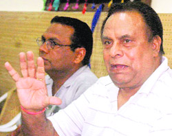 Prof JP Sharma, founder general secretary of the Amateur Circle Kabaddi Federation of India, during a press conference in Chandigarh on Friday.