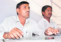 Sanjay Singh of Real Host addresses a press conference in Dehradun on Friday.