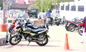 Vehicles in a no-parking area outside the emergency block of Government Medical College and Hospital in Jammu.
