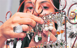 A woman at the fashion exhibition, The Woman-2010, in Ludhiana on Friday