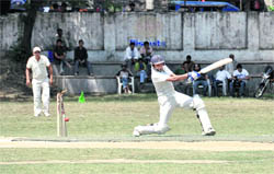 A batsman gets bowled in a match of the 3rd All-India Uttarakhand Cup at Rangers Ground in Dehradun