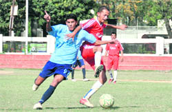 A match of the BS Negi Memorial Football Tournament in progress in Dehradun
