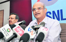 Kuldeep Goyal, Chairman and CMD of BSNL, addresses a press conference in Dehradun