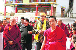 Union Home Minister P Chidambaram at Tawang monastery on Saturday.