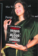 Fatima Bhutto with her book in New Delhi on Saturday.