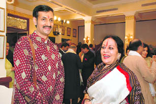 Prince of Rajpipla Manvendra Singh Gohil with danseuse Sonal Mansingh at 
