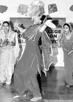 Girls during a cultural programme at the Patiala College of Education on Sunday. 