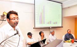 Dr Alok Ahuja at a seminar on quality management in transfusion services titled Rakt Parvah in Dehradun on Sunday. A Tribune photograph