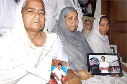 Family members of 17 Indians, who have been sentenced to death by a UAE court on the charge of killing a Pakistani citizen, at the residence of Union Minister for External Affairs Preneet Kaur in Patiala on Sunday.