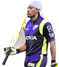 Chris Gayle after beingwalks back dismissed. 