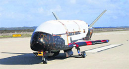 This undated image released by the US Air Force shows the X-37B spacecraft. The Air Force is preparing to launch this robotic spacecraft that resembles a small space shuttle to perform unspecified technology tests in orbit.
