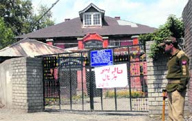 The locked office of the Food Control Directorate in Srinagar on Monday following a strike by state government employees