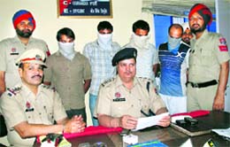 The accused in police custody in Ludhiana on Monday. Photo: Inderjeet Verma