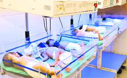 Newborns convalesce at Doon Hospital.