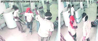 The CCTV images of the bank robbers released by the police in Ludhiana