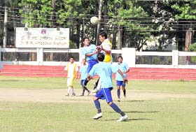 A match of the BS Negi Memorial Football Tournament being played in Dehradun