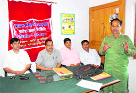 A meeting of the Pradhan Sangathan being held in Dehradun on Wednesday.