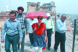 Principal Secretary, Tourism, Geetika Kalha during a visit to the Qila Mubarak in Bathinda 