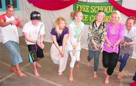 Students from Finland perform at the Nanhi Duniya school in Dehradun on Thursday.