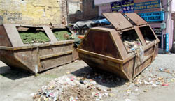 Scattered garbage and open bins at Brahm Buta Market in Ward 41 say it all.