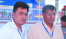 Coach of the Indian team Balbir Singh and Harpreet Singh Bawa.
