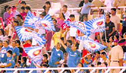 Fans root for Mumbai Indians at the PCA Stadium, Mohali, on Friday. 