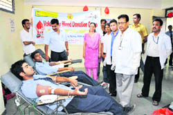 A blood donation camp organised by the Petroleum University in Dehradun 