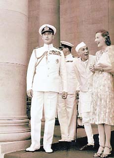 Nehru with Edwina and Louis Mountbatten