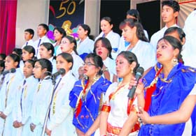 Students perform at the 50th anniversary of Carman School in Dehradun