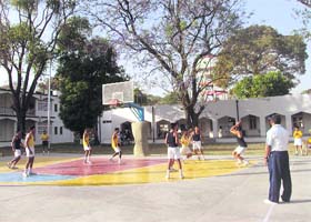 An Inter-Section Basketball match in progress at RIMC in Dehradun