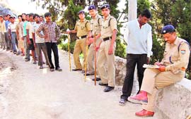Police verification drive being conducted by station in charge MC Joshi in Mussoorie.