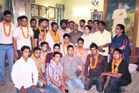 Youths join the National Conference at a function at the party headquarters in Jammu