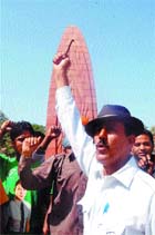 Jagdish Bhagat Singh salutes the Jallianwala Bagh national memorial in order to pay tributes to the martyrs of the massacre in Amritsar onTuesday.
