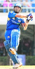 Mumbai Indians skipper Sachin Tendulkar plays a shot during the IPL T20 match against Delhi Daredevils in Mumbai on Tuesday. 