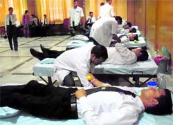 NSS and NCC volunteers donate blood at Graphic Era University in Dehradun 