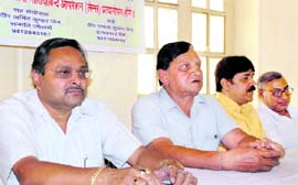 Jain community leaders address a press conference in Dehradun on Thursday. A Tribune photograph