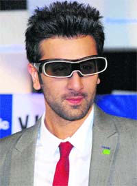 Actor Ranbir Kapoor during the launch of Panasonic's new HD 3D Plasma TV at a mall in Gurgaon