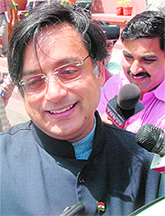 Union Minister Shashi Tharoor at Parliament House on Thursday. 