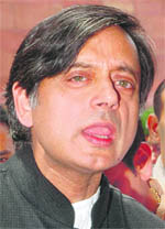 Minister of State for External Affairs Shashi Tharoor addresses mediapersons at Parliament House