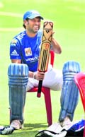 Sachin Tendulkar during a training session in Bangalore on Saturday.