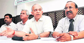 Dr Kuldeep Datta addresses mediapersons in Dehradun on Friday.