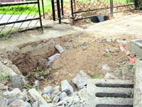 The road that has been dug up at Sector 15, causing inconvenience to residents.