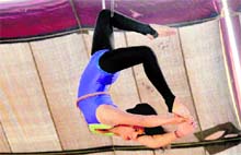 A gymnast displays her skills. Tribune photos: Vinod Pundir