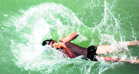 With the mercury soaring to a new high, this boy dives into Brahmasarovar in Kurukshetra to get some respite.