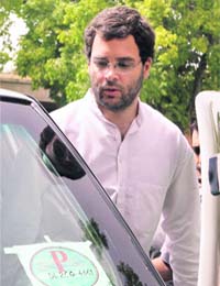 AICC General Secretary Rahul Gandhi arrives at Parliament House in New Delhi