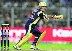 McCullum plays a shot at Eden Garden in Kolkata on Monday.