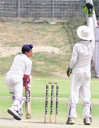 Players in action during a match of the ML Markan Trophy at the Sector 16 Stadium in Chandigarh