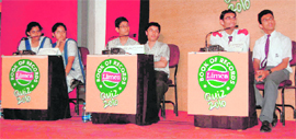 Participants at the Limca quiz in Dehradun on Tuesday.
