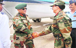 Army Chief VK Singh being received at Srinagar Airport