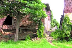 A portion of the boundary wall of a park in Dugri, Ludhiana, which has still to be rebuilt after it was demolished by nearby villagers over a year and a half ago. File photo